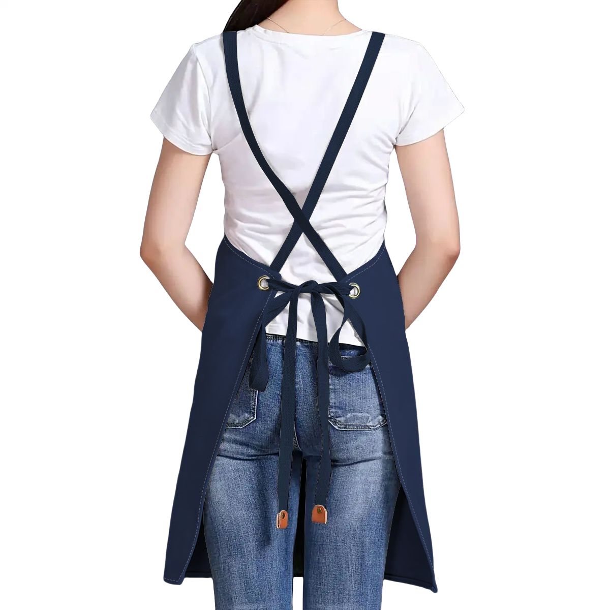 Upside Down Pineapple Unisex Canvas Cross Back Apron with Pockets