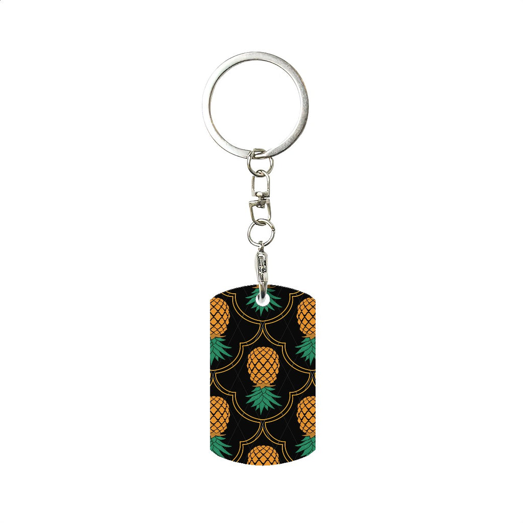 Fancy Upside-Down Pineapple Metal Keychain