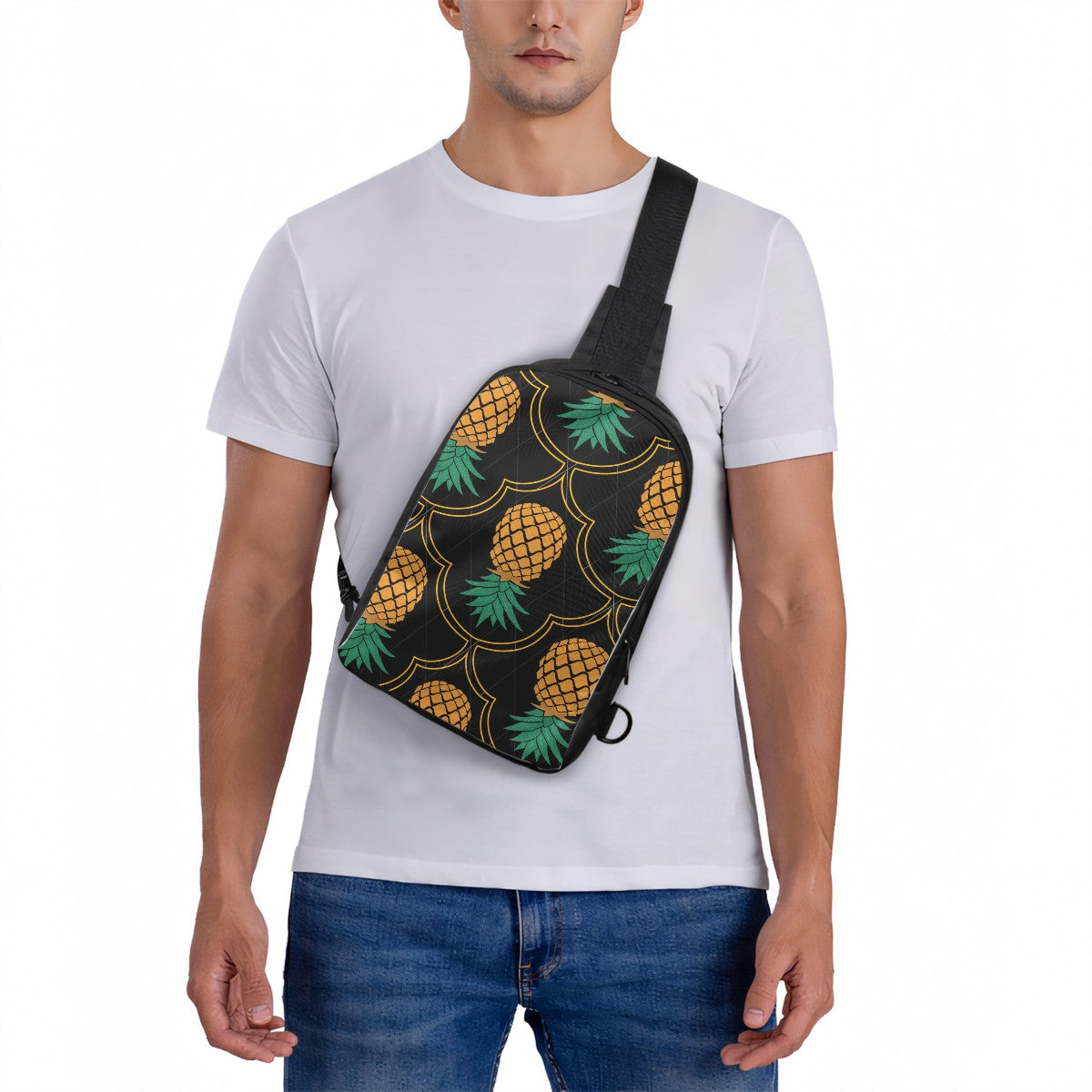 Fancy Upside-Down Pineapple Double Layer CrossBody Bag; Chest Bag
