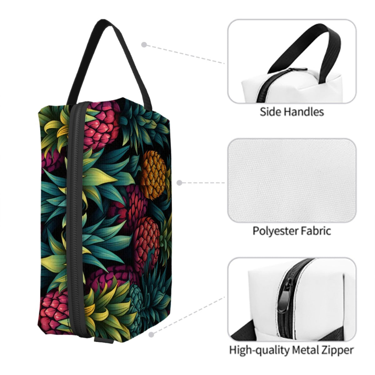 Colorful Pineapple Travel Toiletry Bag Portable Large Capacity