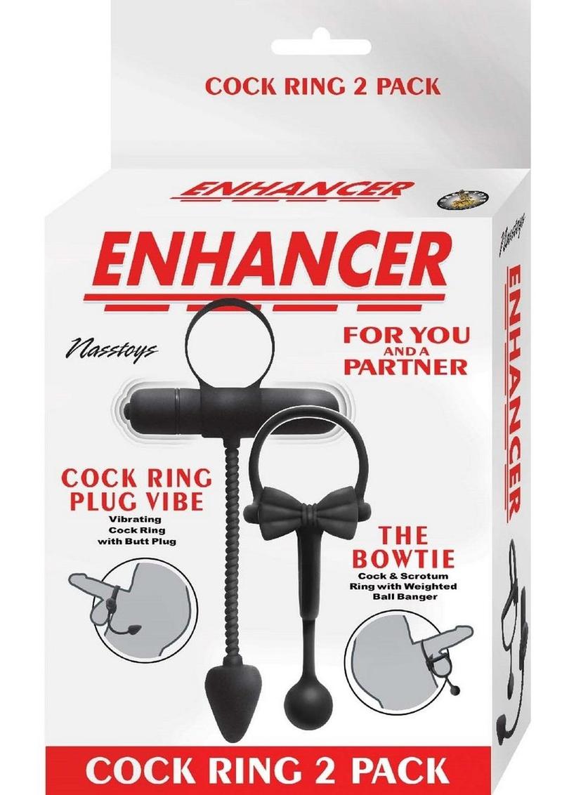 Enhancer Silicone Cock Ring 2 Pack Vibrating Plug