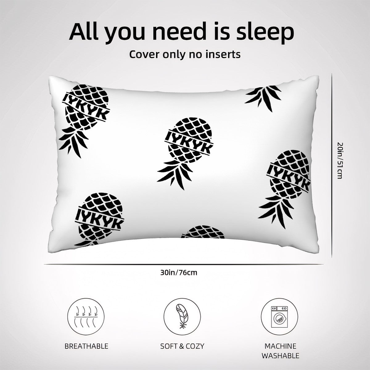 IYKYK Pineapple Satin Pillowcase with Hidden Zipper