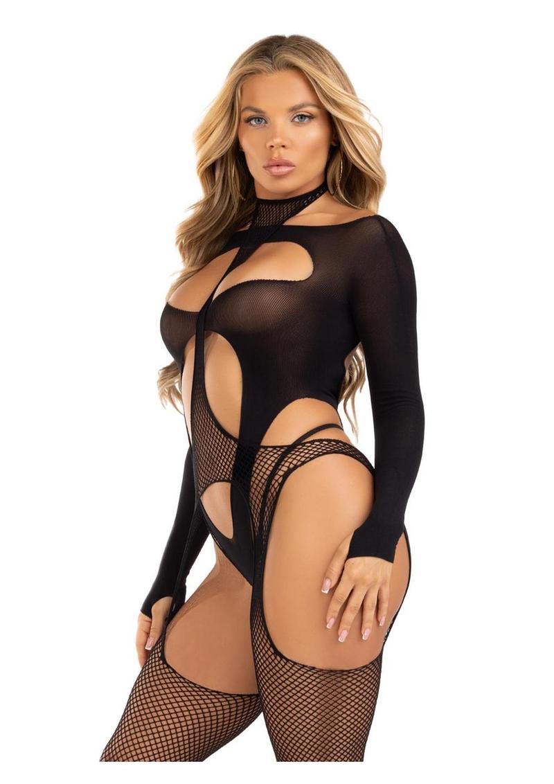 Fishnet Halter Suspender Bodystocking